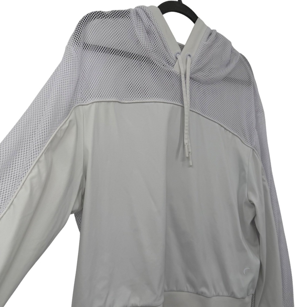 Zyia Active Hoodie Womens Large White Mesh Panel Pullover Long Sleeve Thumbhole